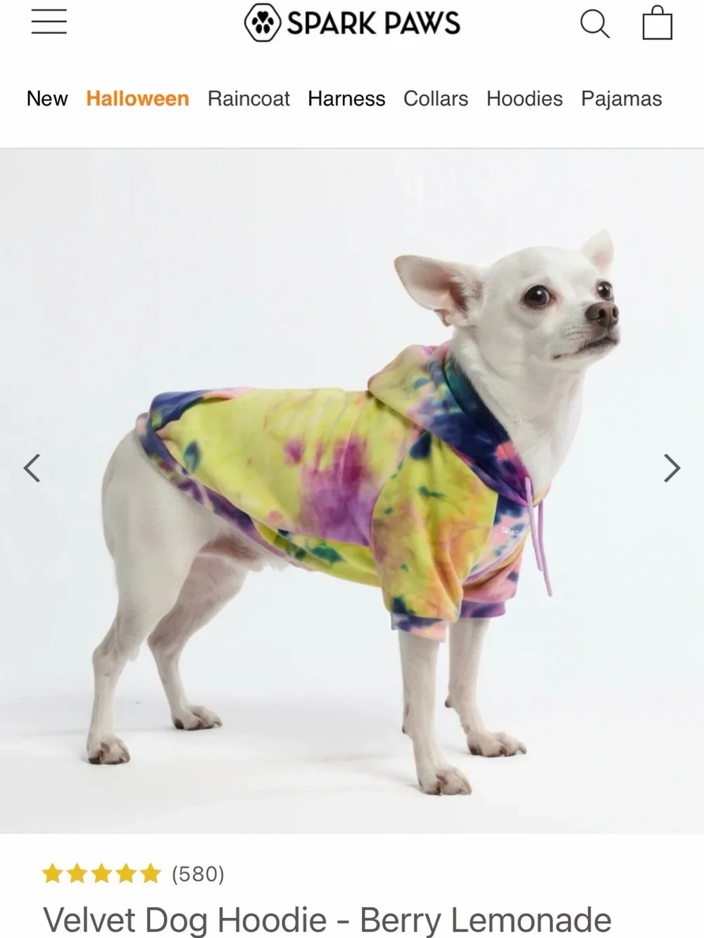 Spark Paws Velvet Dog Hoodie (M)